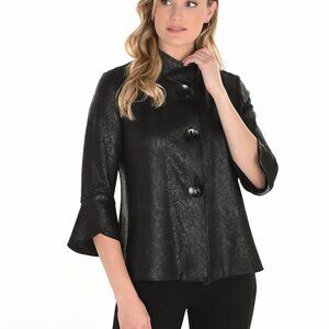 253237 Black Faux Leather Look Jacket With deco Buttons by FRANK LYMAN